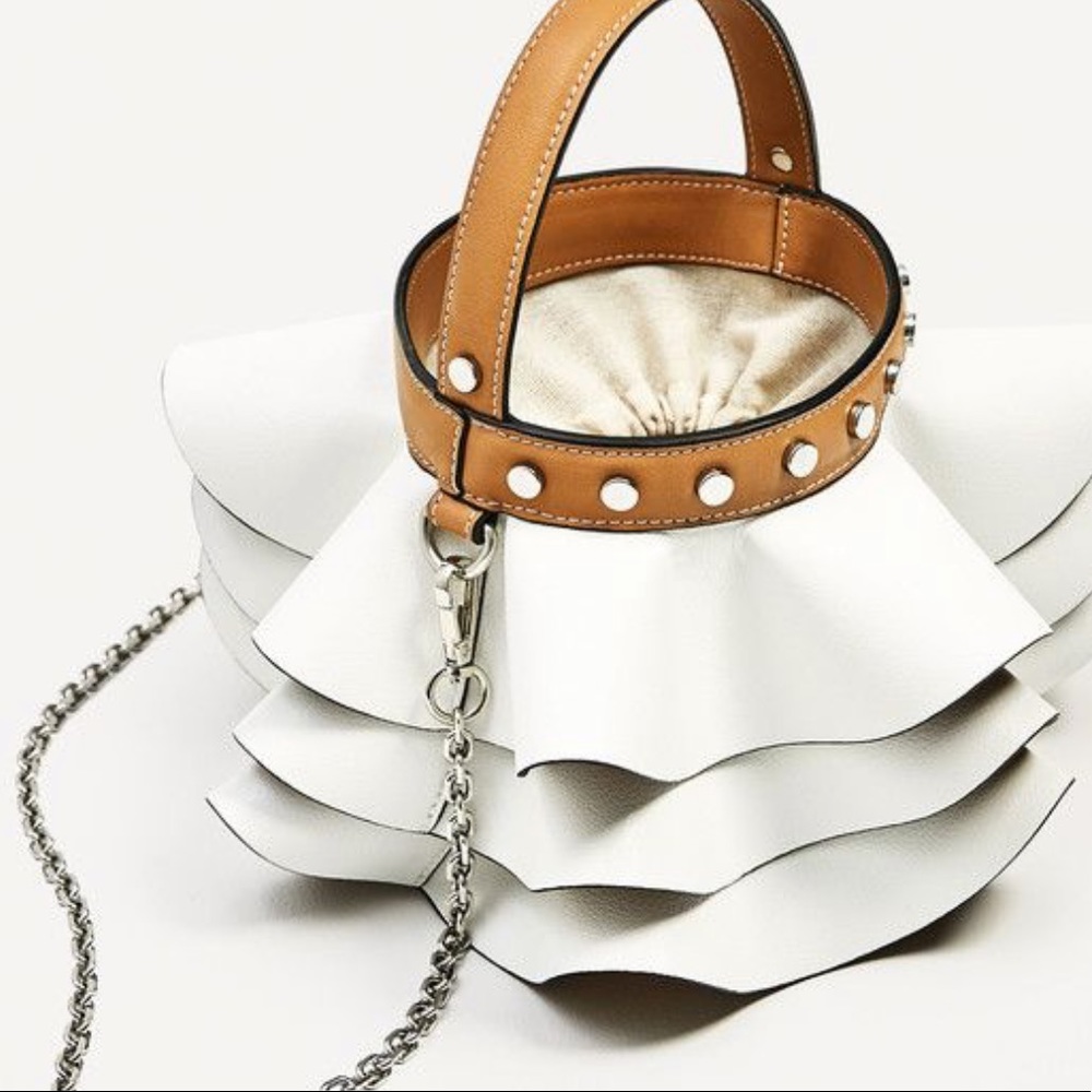 ZARA Frilled Studded Bucket Bag